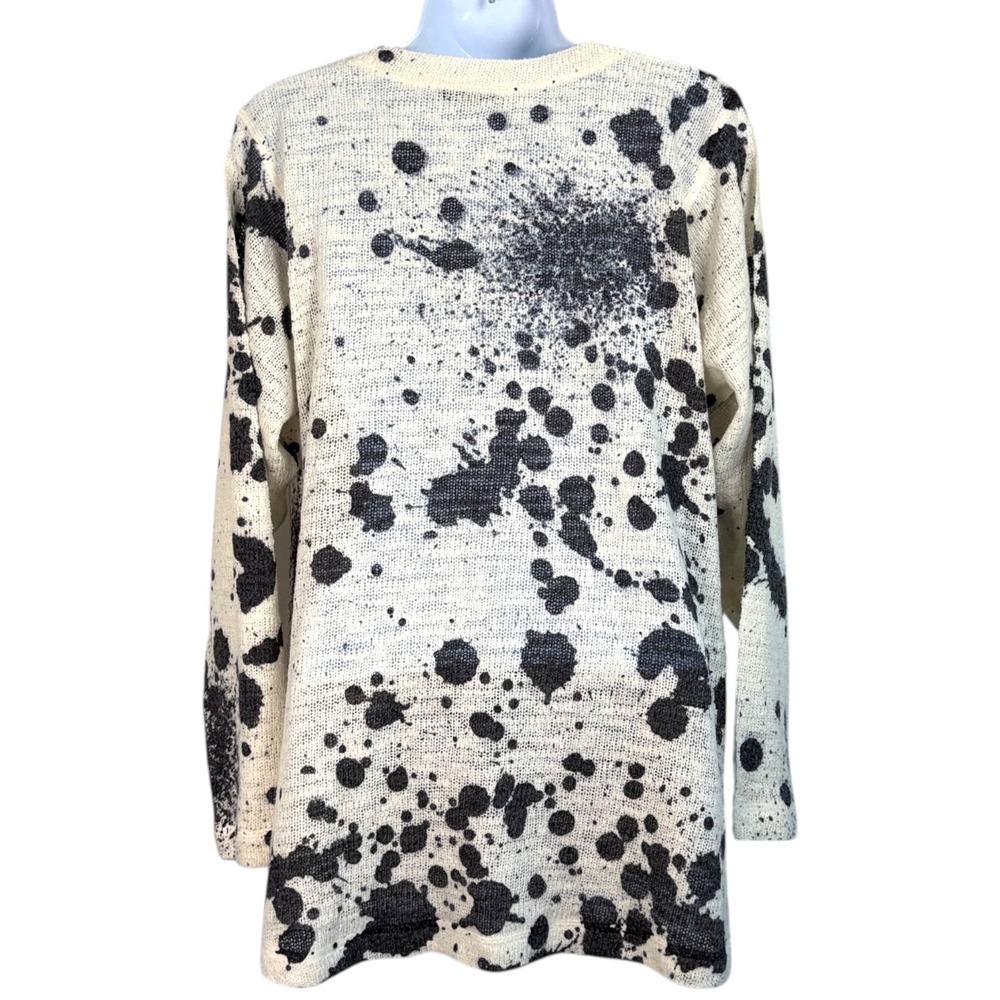 Nally and Millie Splatter Print Knit Sweater Sz XL Black Cream Oversized Grunge - Picture 4 of 7